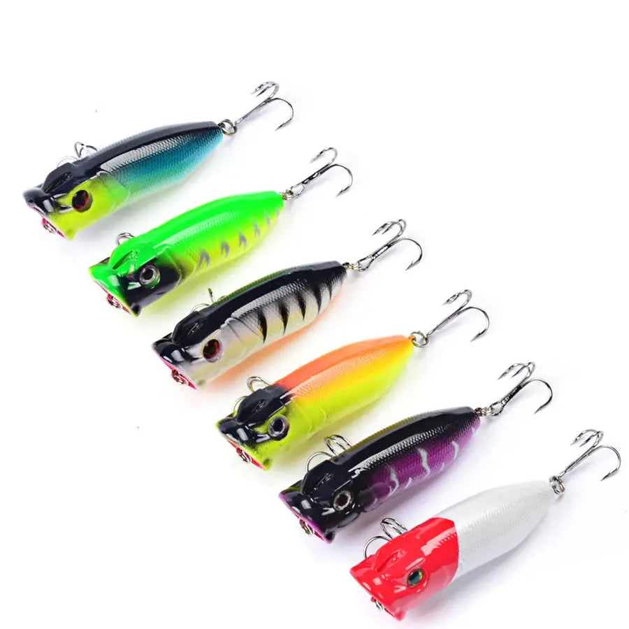 Set of colorful fishing lures on a white background