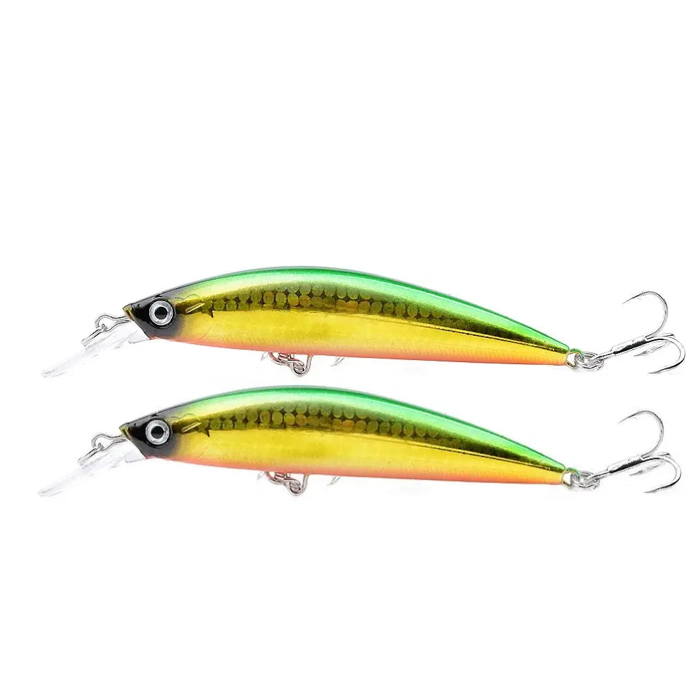 Two colorful fishing lures on a white background
