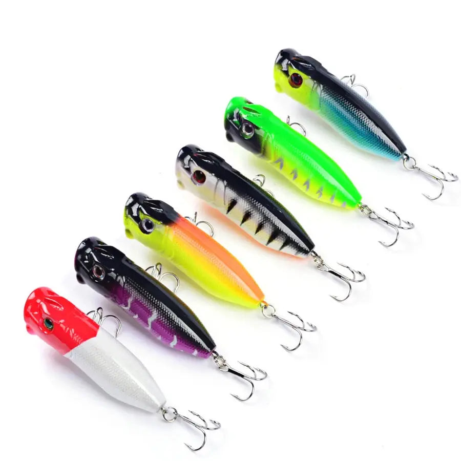 Set of colorful fishing lures on a white background
