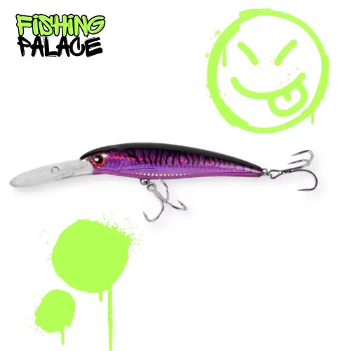 Fishing lure with a smiley face design and 'Fishing Palace' branding on a white background.